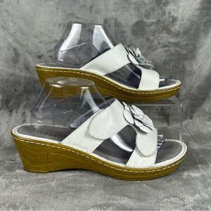 Alegria Lana Pearl Sandals 40 White Leather Flower Detail Comfort Adjustable
